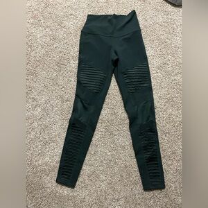 Dark green alo moto leggings